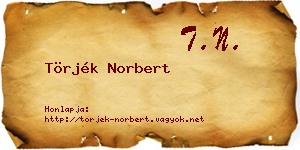 Törjék Norbert névjegykártya